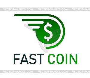 Money transfer icon of dollar coin, cash exchange - vector clip art