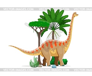 Brachiosaurus prehistoric dino cartoon character - vector clipart / vector image