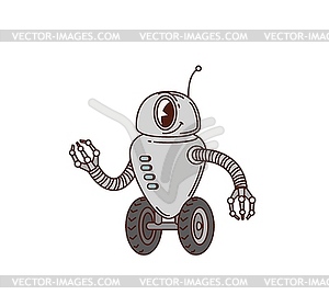 Cartoon retro groovy robot character, vintage toy - vector clipart