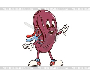 Groovy human spleen character with wide smile - vector clipart / vector image