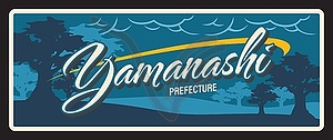 Yamanashi Japan prefecture retro travel plate - vector image