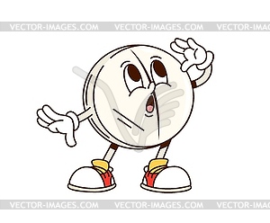 Groovy headache pill character exuding surprise - vector clipart / vector image