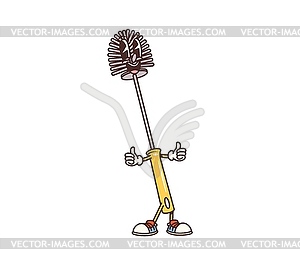 Cartoon groovy toilet brush cleaning character - vector image