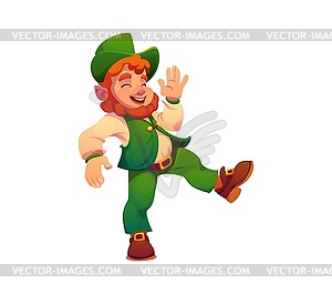 Irish leprechaun cartoon man character dancing - vector clipart