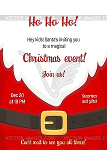 Christmas holiday party flyer with Santa beard - vector clip art