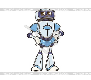 Cartoon groovy robot character futuristic humanoid - vector image