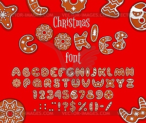 Christmas cookie font, gingerbread bakery typeface - vector clipart / vector image