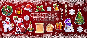 Christmas holiday characters stickers pack - vector clip art