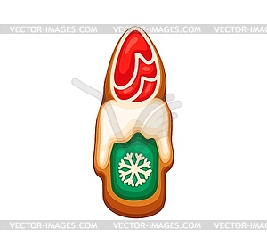 Christmas gingerbread letter I in shape of candle - vector clipart