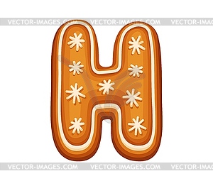 Christmas gingerbread letter H with snowflakes - vector clipart / vector image