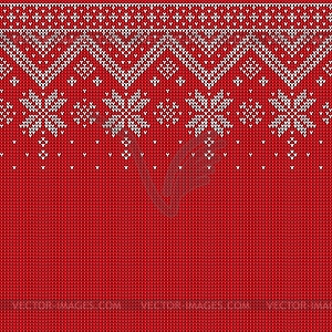 Winter snowflake Christmas knit sweater pattern - royalty-free vector clipart