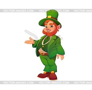 Irish leprechaun cartoon man character, St Patrick - vector clip art