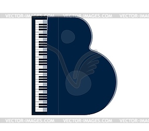 Piano musical instrument ABC font B letter - vector clipart