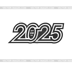 2025 New Year calendar number and holiday greeting - vector image