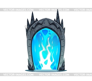 Magic portal door, fantasy stone arch game asset - vector clip art