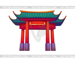 Chinese archway with traditional pillars and roof - vector image