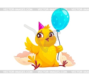 Cartoon newborn chick cute character birthday - vector clipart