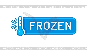 Frozen product, ice crystal blue icon or badge - vector image