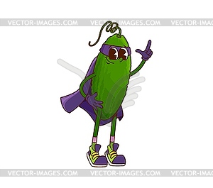 Groovy cucumber superhero vegetable character - vector EPS clipart
