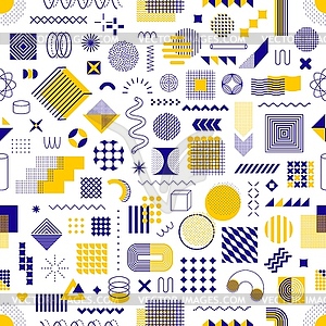 Geometric memphis shape elements seamless pattern - vector image