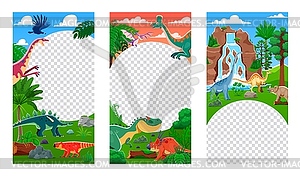 Dino party flyer templates with prehistoric dino - vector clip art