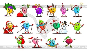 Christmas vitamin micronutrient groovy characters - vector clip art