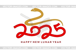 2025 date number, snake for Chinese Lunar New Year - vector image
