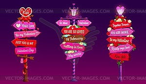 Pink valentine day signage wooden lovely signboard - vector clip art