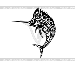 Maori tribal marlin swordfish animal tattoo - vector clipart