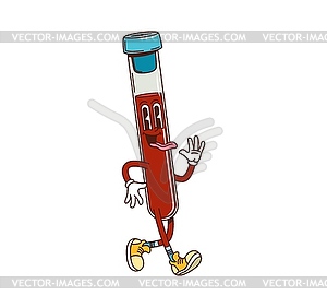 Cartoon test tube groovy medicine health character - royalty-free vector clipart