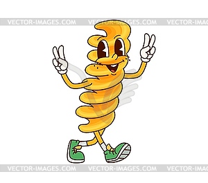 Italian pasta Fusilli groovy cute character - vector clipart