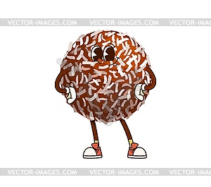 Cartoon groovy chocolate candy sweet character - vector image