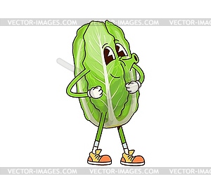 Groovy Chinese cabbage vegetable healthy character - vector image