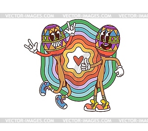 Cartoon groovy maracas instrument characters - vector clipart / vector image