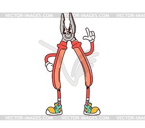 Groovy pliers work tool, DIY or repair character - vector clipart