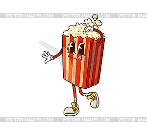 Fast food groovy popcorn bucket funny character - vector clipart