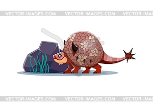 Prehistoric Doedicurus dinosaur cute character - color vector clipart