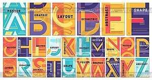 Alphabet letters, book covers, typography posters - vector clip art