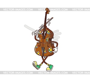 Cartoon contrabass musical instrument character - vector image