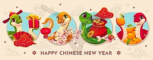 Chinese Lunar New Year holiday zodiac snakes - vector clip art