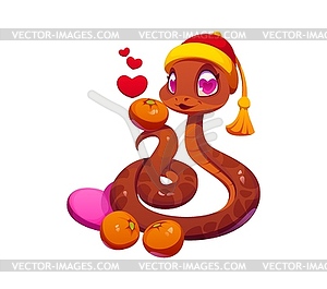 Cartoon cute chinese lunar new year loving snake - vector image