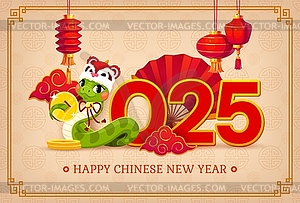 Happy Chinese Lunar New Year Asian horoscope snake - vector image