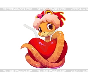 Chinese lunar new year cute snake with red heart - vector clip art