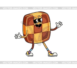 Cartoon funny shortbread cookie groovy character V - vector clipart