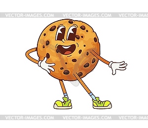 Cartoon cookie character full of groovy vibes - vector clip art