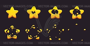 Golden star explosion game sprite animation - vector clipart