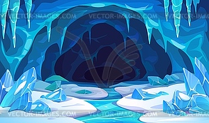 Ice cave landscape with snow background - vector clipart / vector image