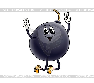 Groovy bomb character, funny comic retro cartoon - vector image
