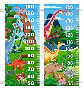 Kids height chart ruler with funny dinosaurs - vector clipart