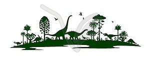 Prehistoric dinosaurs silhouette, Jurassic lizards - vector clipart / vector image